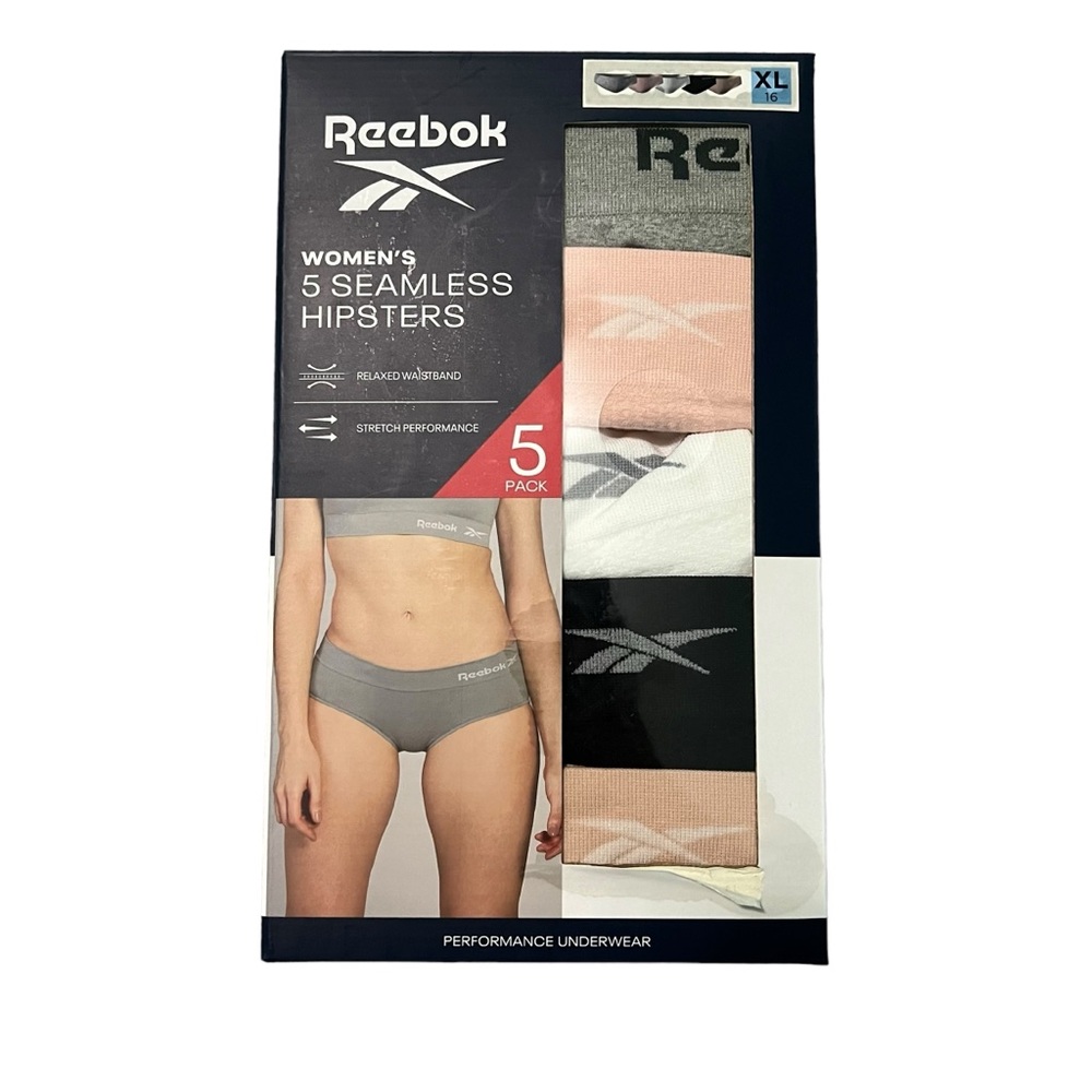 Reebok Women's Stretch Performance Seamless Hipster Panties‎ Tag Free 5 Pairs
